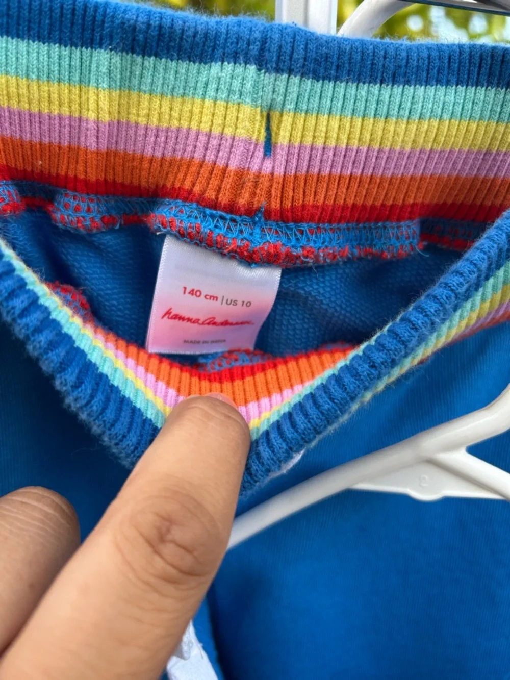 Hanna Andersson Blue Hoodie & Pants Set with Rainbow Trim